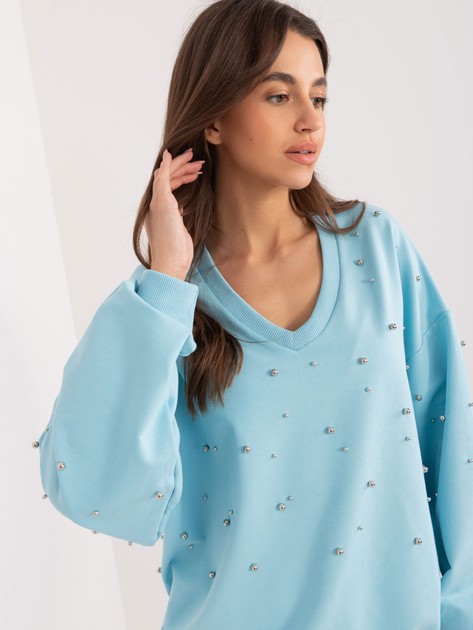 Jasnoniebieska damska bluza oversize bez kaptura